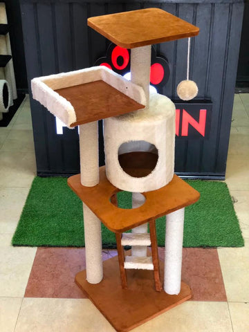 Premium Triple Story Scratching Post with Ladder & House