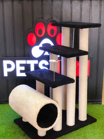 Cat Scratch Post 3 Top & Round Base With Toy & Ball